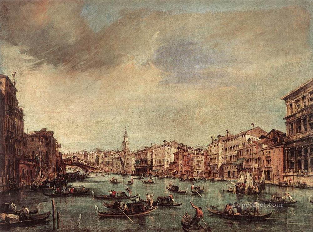 リアルト橋を望む大運河 フランチェスコ・グアルディ・ベネチアン油絵